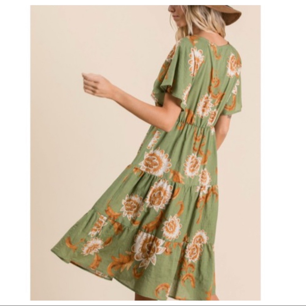 Boho Floral Print Midi Dress - Picture 7 of 8